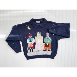 vtg Belle Pointe Halloween costumes haunted house‎ novelty knit sweater